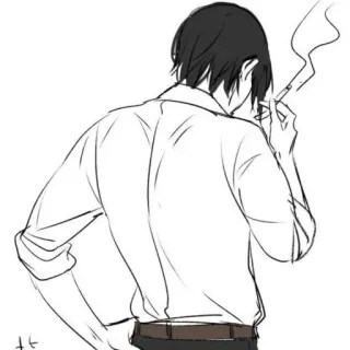 🚬 Hút thuốc, Thuốc lá, Đàn ông, Nhìn từ phía sau, Phong cách anime whatsapp sticker