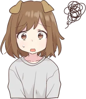 😧 Anime, Orejas de perro, Chica, Confundida, Nerviosa telegram sticker