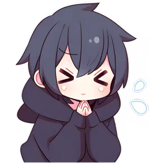 🙏 Anime, Chibi, Schattig, Kawaii, Emotioneel, Smekend, Bedelend, Manga telegram sticker