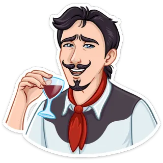 🍷 homme, vin, moustache, portrait, boisson telegram sticker