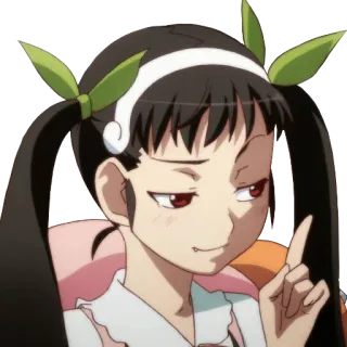 ☝️ Hachikuji Mayoi Bakemonogatari animé, fille, suffisant, confiante, queue de cheval telegram sticker