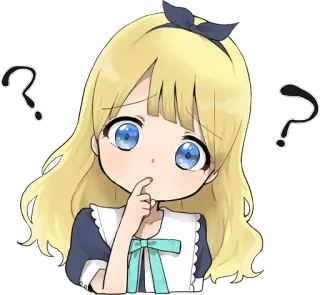 🤔 Anime, Dziewczyna, Pytanie, Zdezorientowany/a, Słodki/a, Myślenie whatsapp sticker