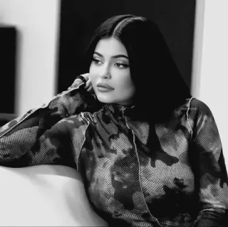 🖤 Kylie Jenner celebrity, woman, black and white, portrait, kylie jenner, influencer telegram sticker