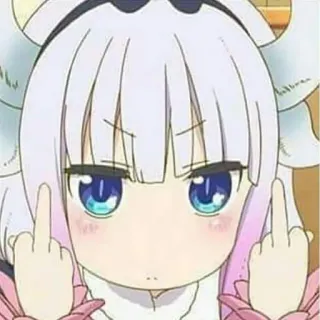 🖕 Kanna Kamui Miss Kobayashi's Dragon Maid anime, dragon, kanna, middle finger, rude, offensive telegram sticker