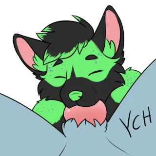 🍆 YCH furry, anthro, wolf, canine, green, cute, ych, digital art telegram sticker