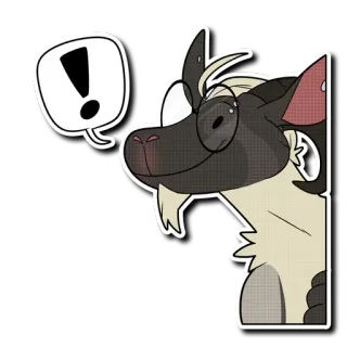 ❗️ ! alert, exclamation, sticker, cartoon, furry, animal, cute telegram sticker