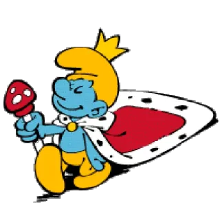👑 King Smurf สเมิร์ฟ, การ์ตูน, ราชา, มงกุฎ, เห็ด whatsapp sticker