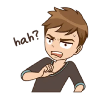 😡 hah? Cartone animato, Confuso, Uomo, Domanda telegram sticker