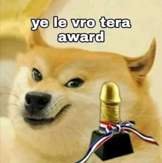 🤡 ye le vro tera award doge, nagroda, mem, mem internetowy, pies telegram sticker