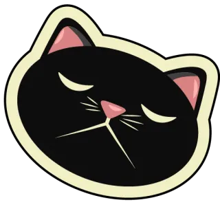 😔 gato, gato negro, mascota, animal, lindo, pegatina, dibujos animados, durmiendo whatsapp sticker