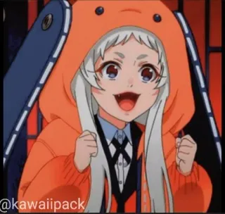 🥢 @kawaiipack anime, girl, cartoon, cute, kawaii, orange, hoodie telegram sticker