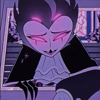 💜 Stolas Helluva Boss kreskówka, sowa, postać, demon, Helluva Boss, Stolas telegram sticker