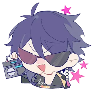 😎 anime, cartoon, sunglasses, boombox, music telegram sticker