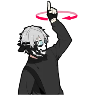 ☝ アニメ, 骸骨マスク, 手袋, 指差し, アニメ, 男 whatsapp sticker