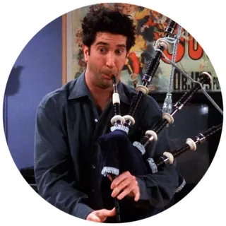 🎷 Ross Geller Friends Dudelsack, Instrument, Musik, Comedy, Freunde, Sitcom, Fernsehen whatsapp sticker