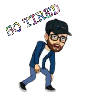 😞 SO TIRED cansado, agotado, somnoliento, dibujos animados, Bitmoji whatsapp sticker