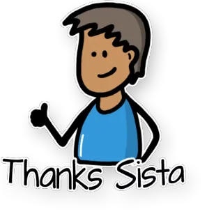 👍 Thanks Sista danke, schwester, cartoon, freundlich, gruß telegram sticker