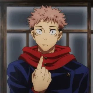 🎱 Yuji Itadori Jujutsu Kaisen Anime, Jari tengah, Kasar, Manga, Hoodie telegram sticker