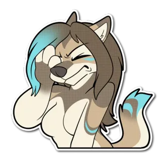 😖 Furry, Lobo, Antropomórfico, Arrogante, Gesto ofensivo telegram sticker