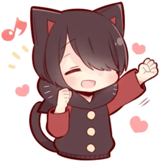 😄 gatto, carino, anime, kawaii, adesivo, felice, musica, cuore whatsapp sticker
