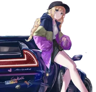 😍 So Cool Dziewczyna anime, Samochód, Fajne, Kreskówka, Naklejka, Styl, Moda, Anime whatsapp sticker