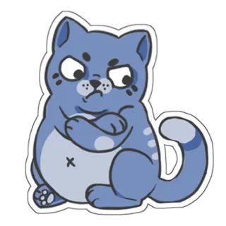 😠 gato, enojado, dibujos animados, pegatina, azul, gruñón whatsapp sticker
