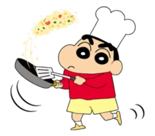 👨‍🍳 Shin-chan Crayon Shin-chan Dibujos animados, Cocina, Chef, Sartén, Anime, Comida telegram sticker