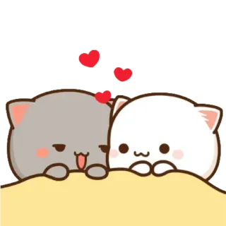 😍 kucing, cinta, imut, hati, kawaii, pasangan, kartun telegram sticker