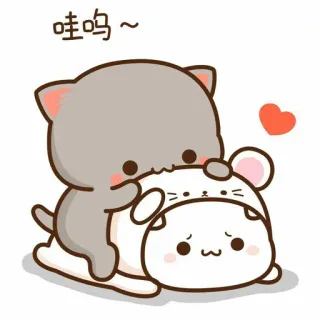 🍓 哇呜 ~ imut, kucing, tikus, kartun, kawaii, cinta, persahabatan whatsapp sticker