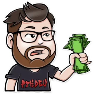 💸 PTKDEV деньги, наличные, человек, очки, портрет, мультфильм telegram sticker
