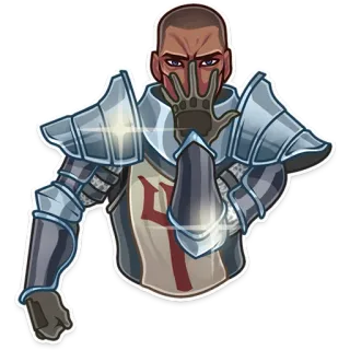 😎 cavaliere, armatura, medievale, fantasy, gesto della mano telegram sticker
