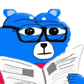 🗞 bear, reading, newspaper, meme, blue, glasses whatsapp sticker