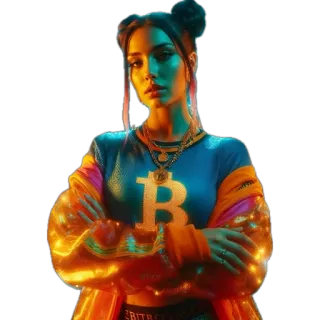 🫥 BITCOIN Bitcoin, Cripto, Moneda, Mujer, Generado por IA, Moneda digital telegram sticker