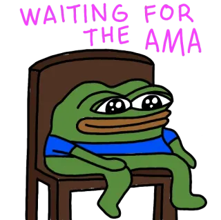 🪑 Pepe the Frog WAITING FOR THE AMA Pepe, AMA, rana, meme di internet, aspettando telegram sticker