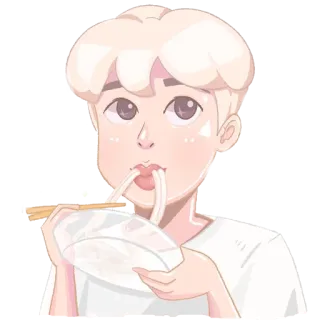 🍲 essen, nudeln, anime, essen, cartoon, essstäbchen, asiatisches essen telegram sticker