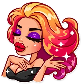 💃 femme, dessin animé, glamour, maquillage, baiser whatsapp sticker