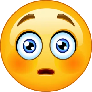 😳 emoji, face, yellow, expression, shocked, eyes, mouth whatsapp sticker