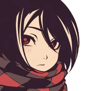 😍 Mikasa Ackerman Attack on Titan Anime, Manga, Dibujos animados, Personaje, Bufanda, Ataque a los Titanes, Mikasa, Mikasa Ackerman telegram sticker
