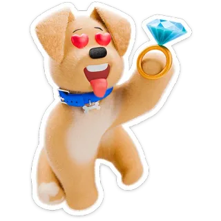 💍 개, 강아지, 사랑, 반지, 다이아몬드, 귀여운 telegram sticker
