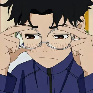 😔 Anime, Brille, Junge, Ernst, Teenager, Schüler telegram sticker