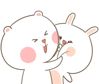 😌 hoạt hình, thỏ, gấu, ôm, dễ thương, tình yêu, tình bạn, tình cảm telegram sticker