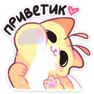 👋 Приветик cat, cute, kawaii, hello, greeting, animal, sticker telegram sticker