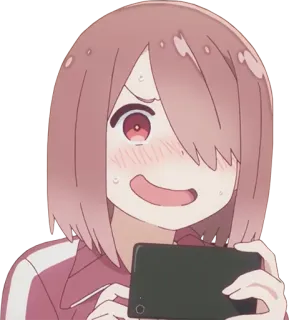 😍 anime, cô gái, xấu hổ, game, dễ thương, đỏ mặt, lo lắng telegram sticker