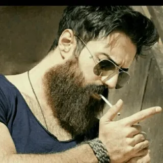 🖤 man, beard, cigarette, smoking, sunglasses, portrait telegram sticker