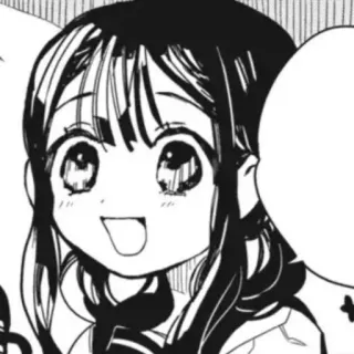 🍥 anime, manga, girl, smiling, cartoon, black and white telegram sticker