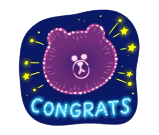 🎉 CONGRATS félicitations, ours, néon, fête, autocollant telegram sticker