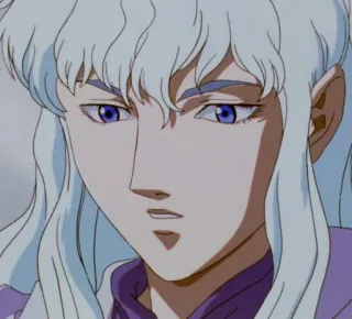😲 Griffith Berserk anime, manga, character, white hair, fantasy telegram sticker