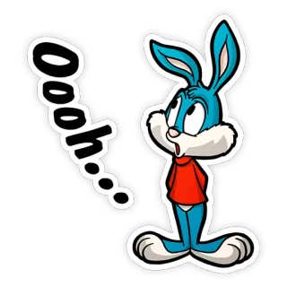😯 Oooh... Dessin animé, Lapin, Lapin, Bleu, Choqué, Surpris telegram sticker
