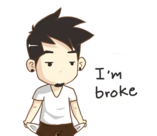 😑 I'm broke bangkrut, miskin, uang, kartun, keuangan, dompet, kosong telegram sticker