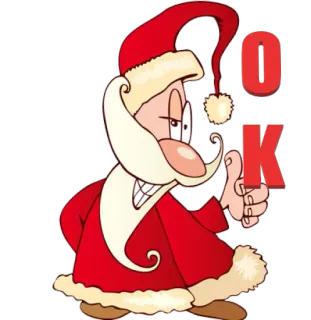 👍 Santa Claus OK Дед Мороз, Рождество, Праздник, Окей, Одобрение, Большой палец вверх, Мультфильм, Праздничный telegram sticker
